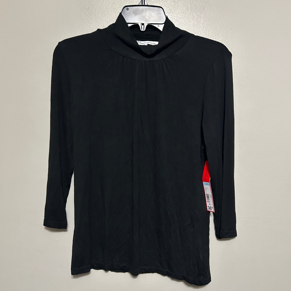 UK Style by French Connection Top Womens S Black NEW Mock Neck 3/4 Sleeve Casual
